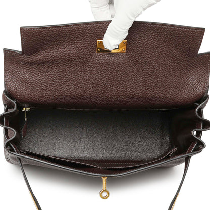 Exclusive Hermes Chocolate Togo Kelly Retourne 28 — Alternate View 8