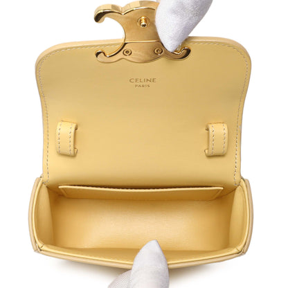 Exclusive Celine Light Yellow Shiny Calfskin Mini Claude — Detail View