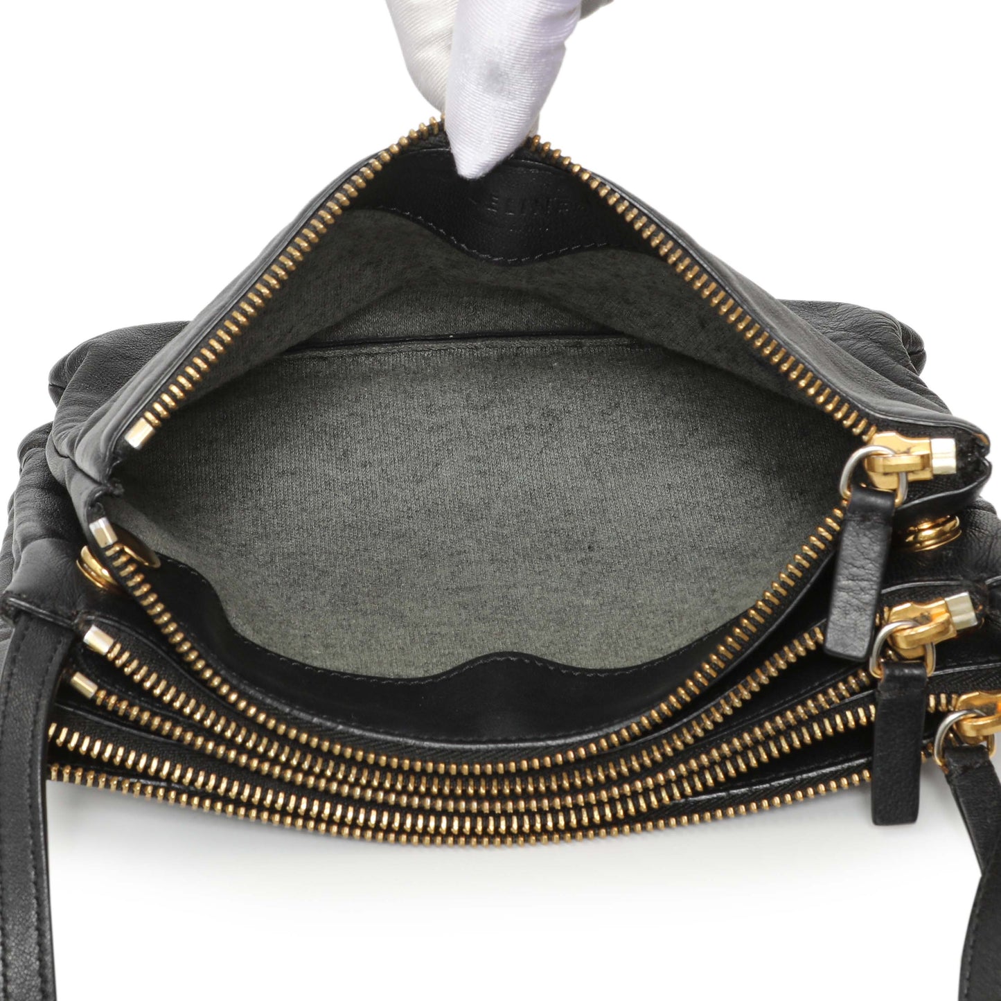 Exclusive Celine Black Lambskin Small Trio Crossbody — Alternate View 9