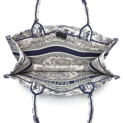 Exclusive Christian Dior Blue Dioriviera Reverse Striped Toile De Jouy Medium Book Tote — Top View