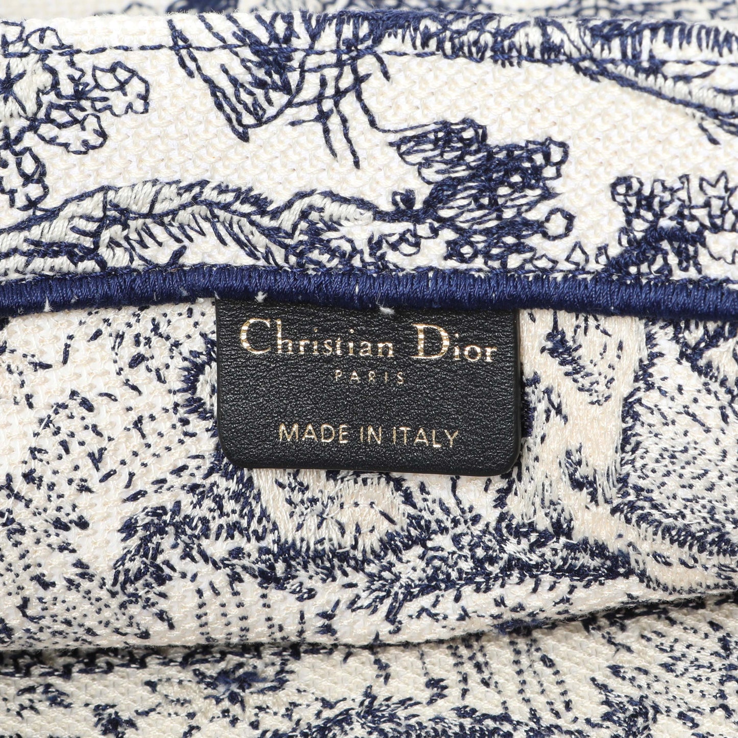 Exclusive Christian Dior Blue Dioriviera Reverse Striped Toile De Jouy Medium Book Tote — Detail View