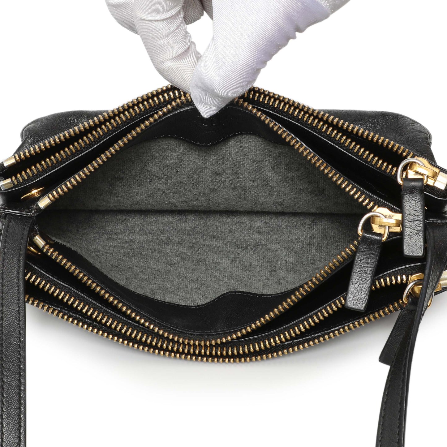 Exclusive Celine Black Lambskin Small Trio Crossbody — Alternate View 10