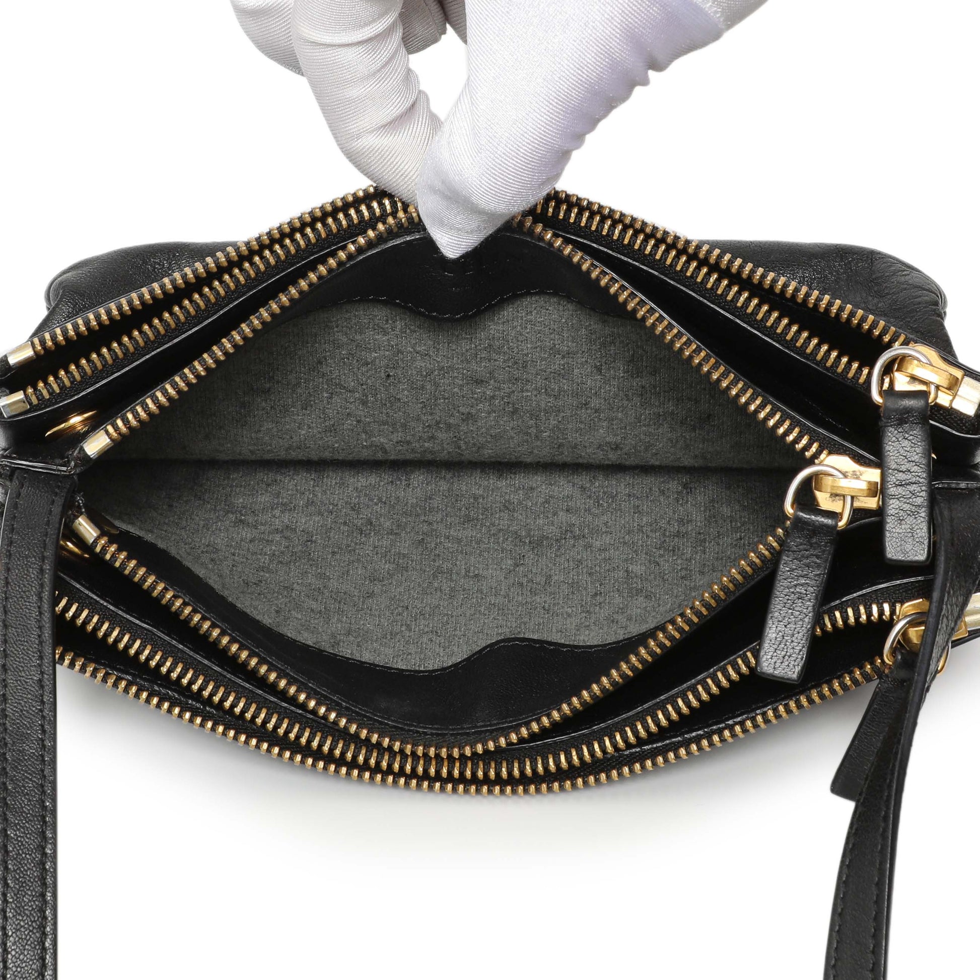 Exclusive Celine Black Lambskin Small Trio Crossbody — Alternate View 10