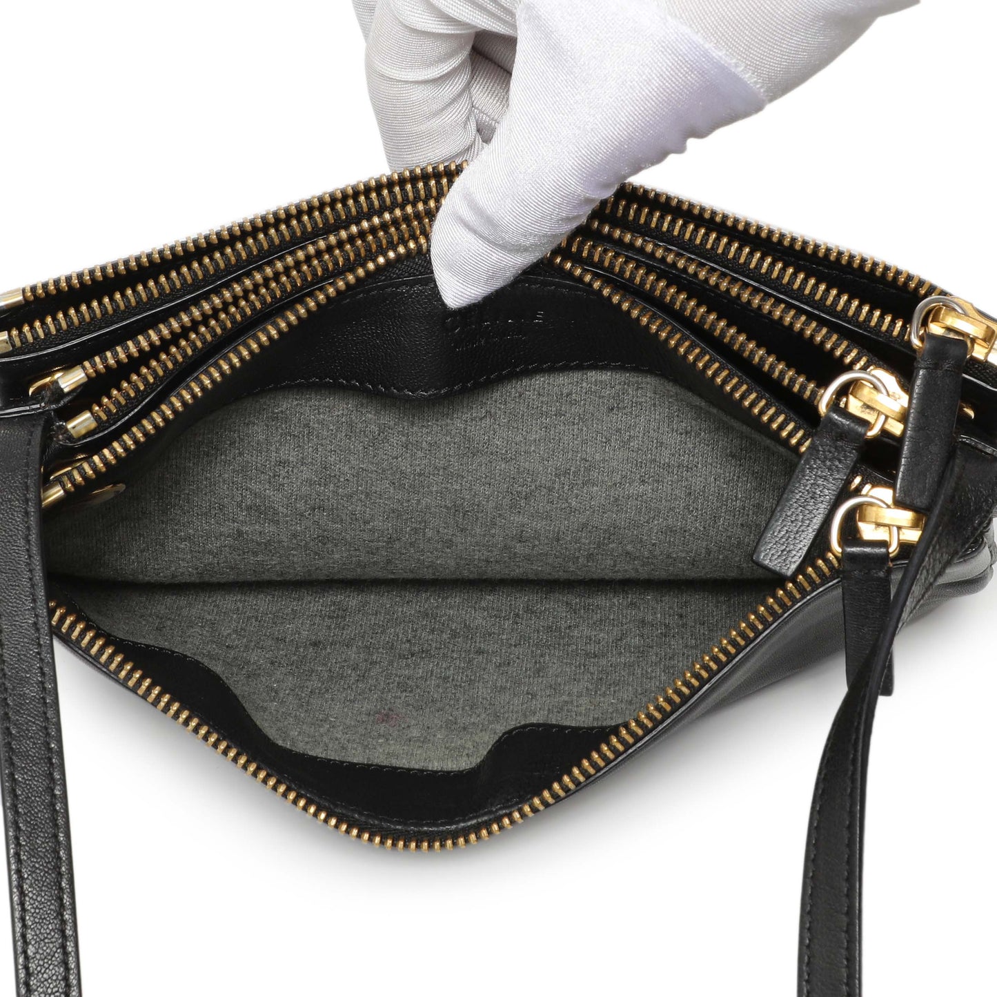Exclusive Celine Black Lambskin Small Trio Crossbody — Alternate View 11