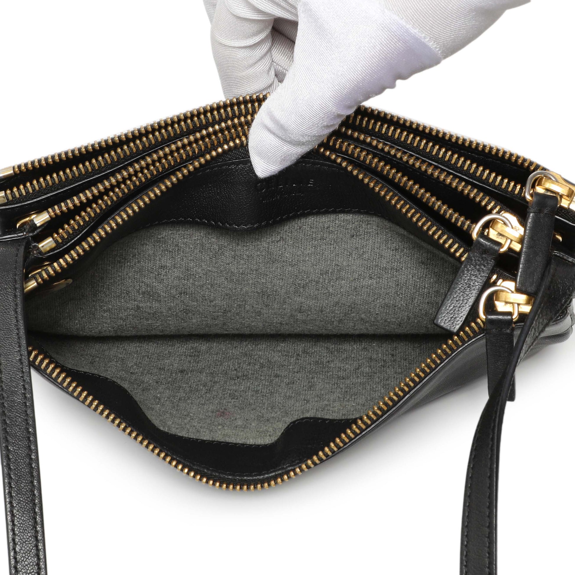 Exclusive Celine Black Lambskin Small Trio Crossbody — Alternate View 11