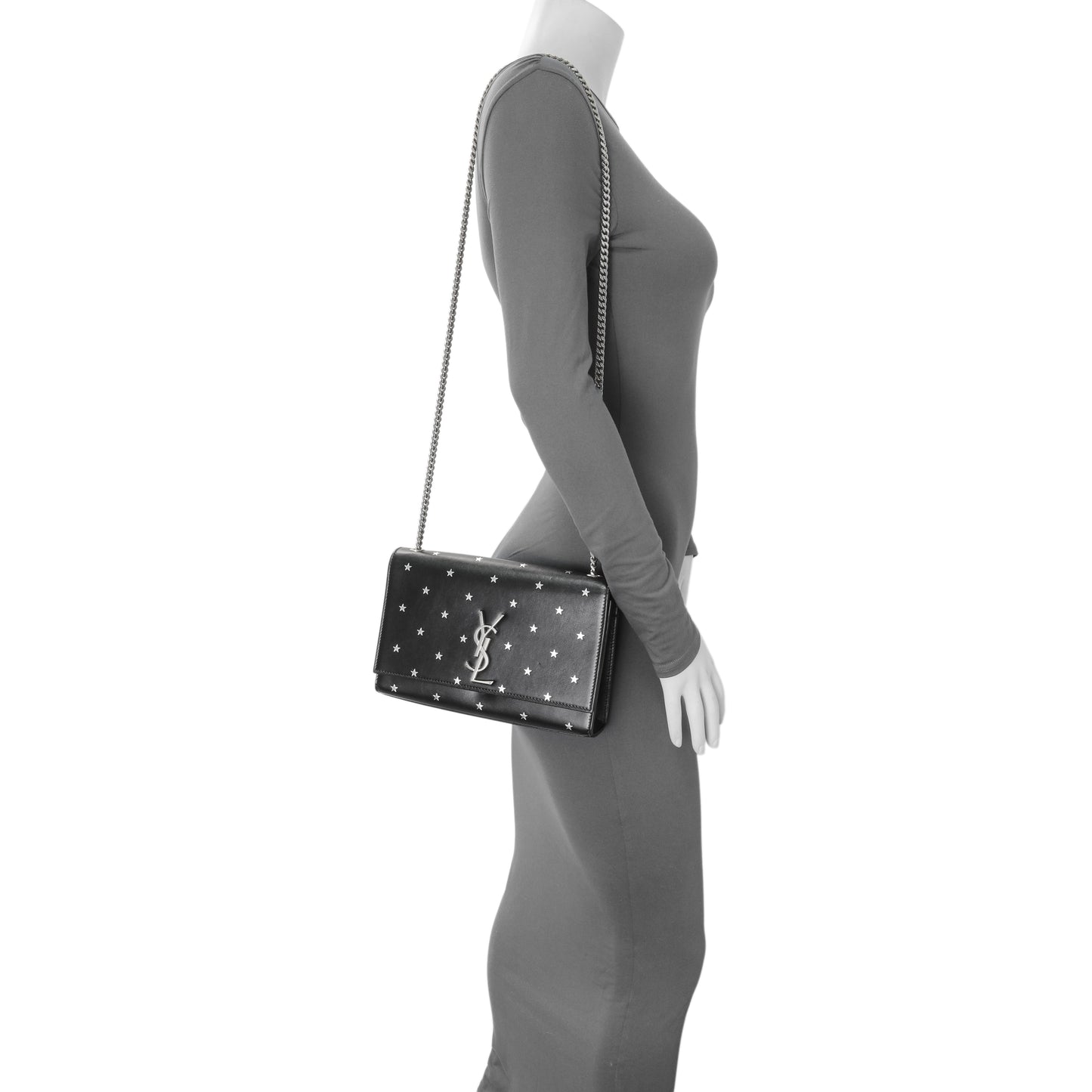 Exclusive Saint Laurent Black Star Print Calfskin Medium Kate Satchel — Alternate View 7