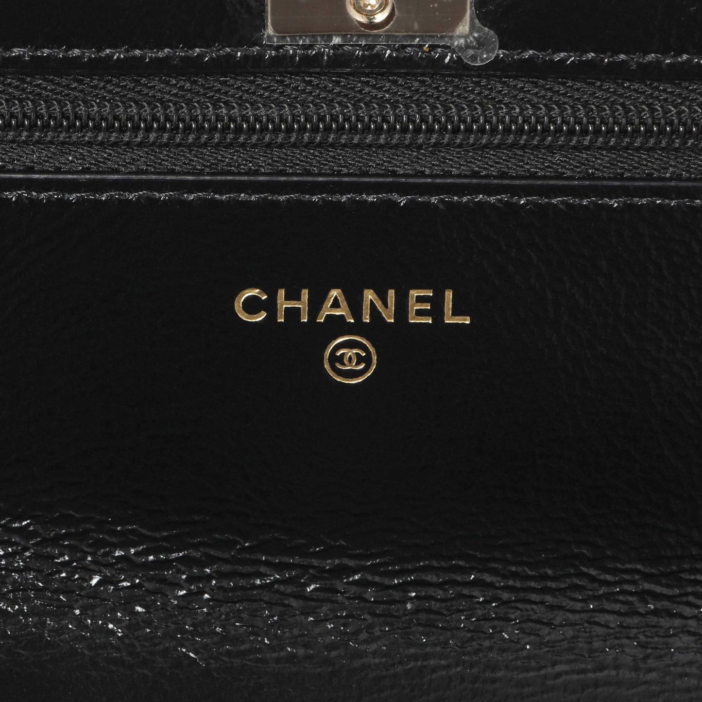 Exclusive Chanel Black Quilted Crumpled Lambskin Pearl Top Handle Wallet on Chain WOC — Detail View