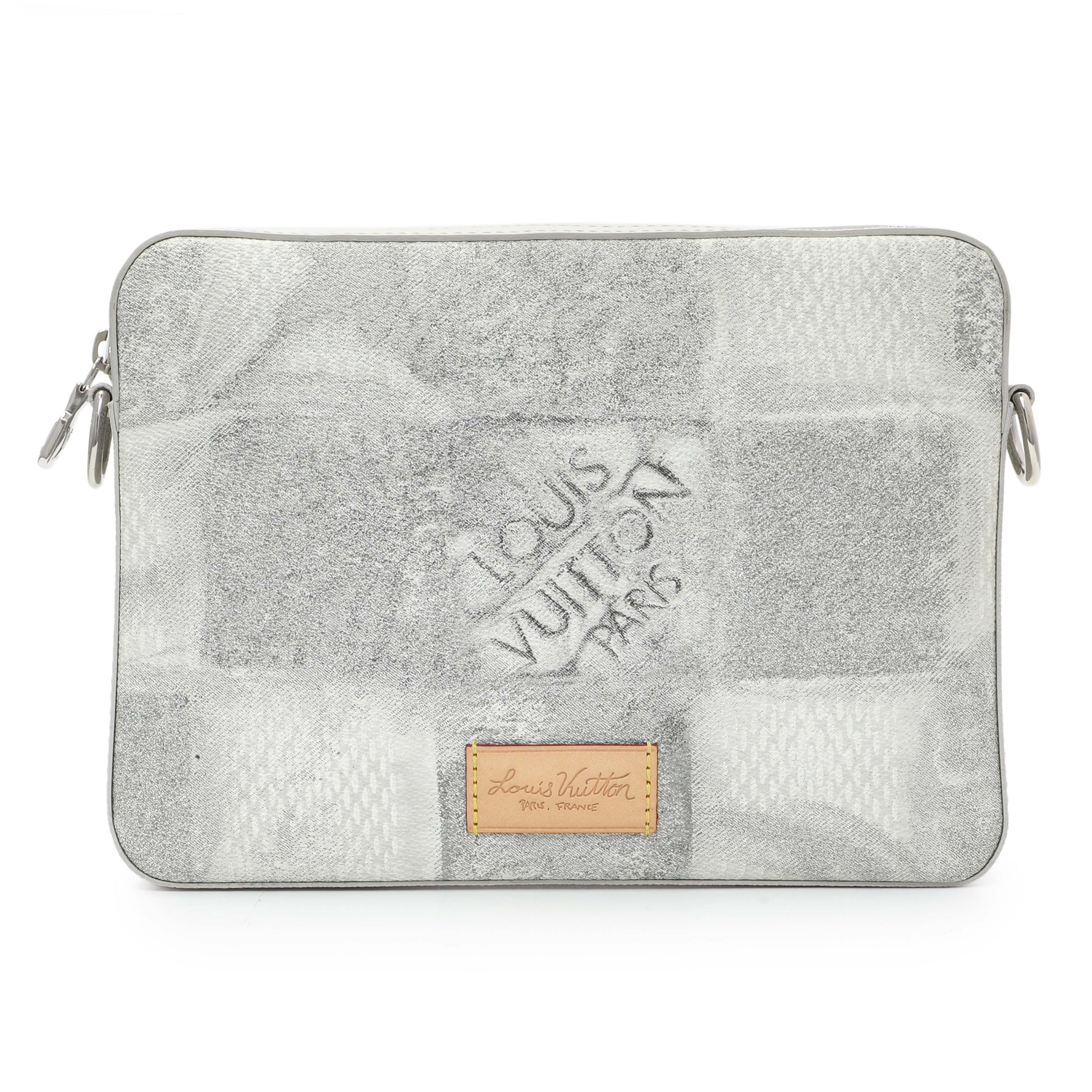 Exclusive Louis Vuitton Stone Grey Damier Salt Trio Messenger — Side View