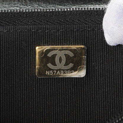 Exclusive Chanel Black Quilted Crumpled Lambskin Pearl Top Handle Wallet on Chain WOC — Lifestyle View