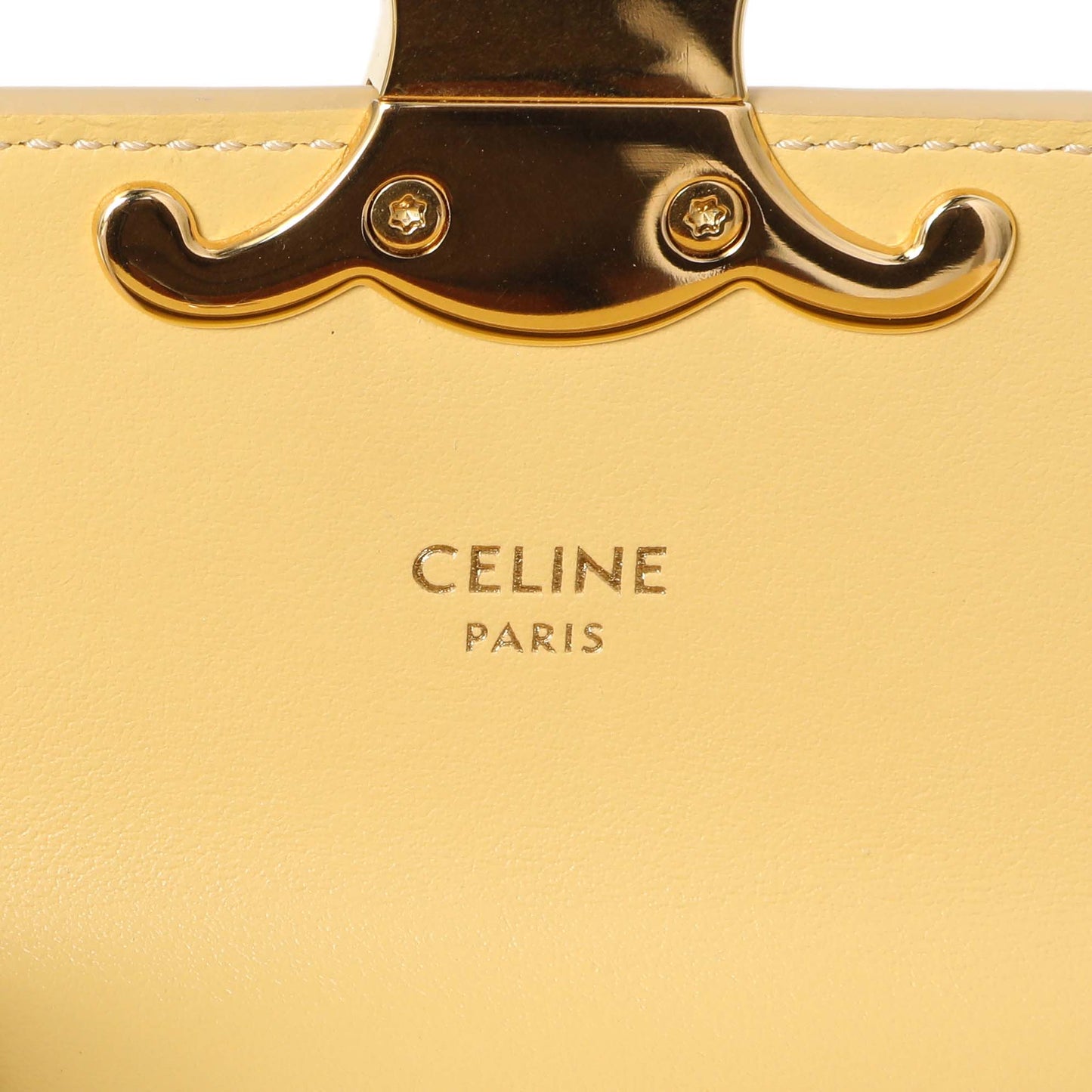 Exclusive Celine Light Yellow Shiny Calfskin Mini Claude — Lifestyle View