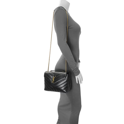 Exclusive Saint Laurent Black Calfskin Loulou Chain Satchel Small — Alternate View 11