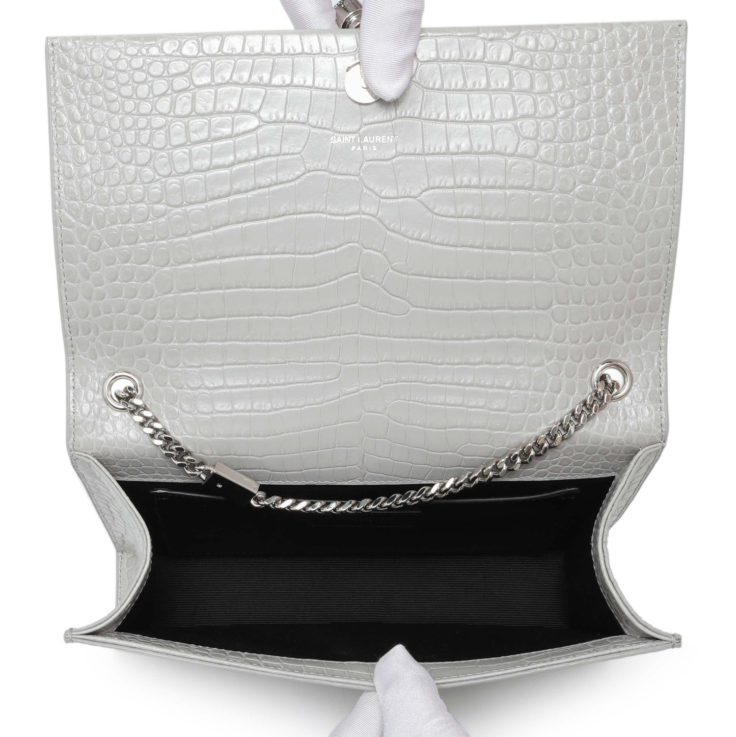 Exclusive Saint Laurent Crocodile Embossed Calfskin Medium Monogram Kate Tassel Satchel — Alternate View 7