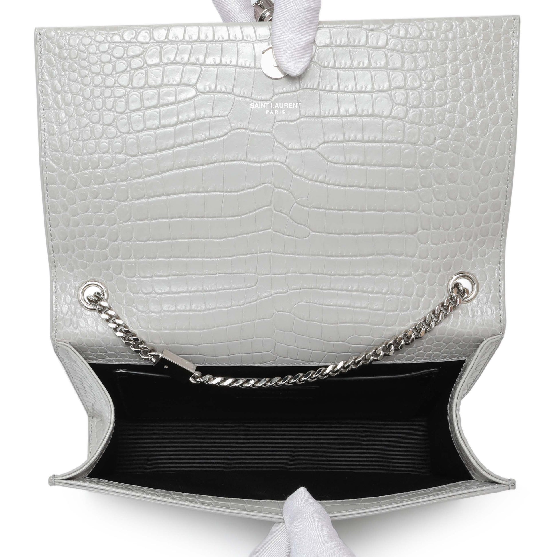 Exclusive Saint Laurent Crocodile Embossed Calfskin Medium Monogram Kate Tassel Satchel — Alternate View 7