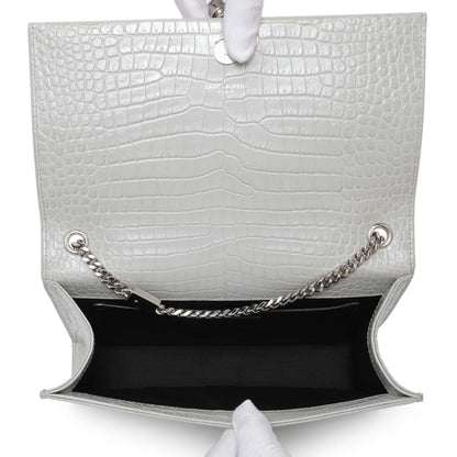 Exclusive Saint Laurent Crocodile Embossed Calfskin Medium Monogram Kate Tassel Satchel — Alternate View 7