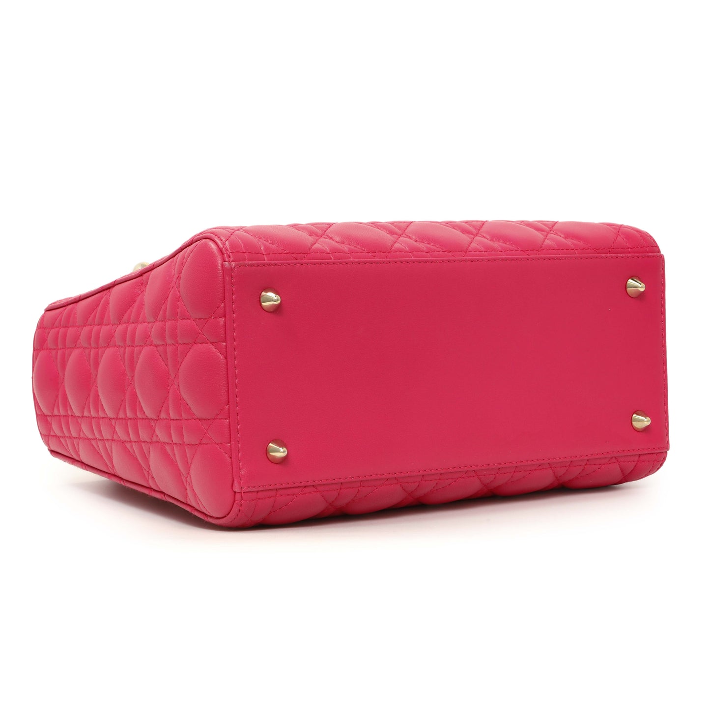 Exclusive Christian Dior Pink Lambskin Cannage Medium Lady Dior — Back View