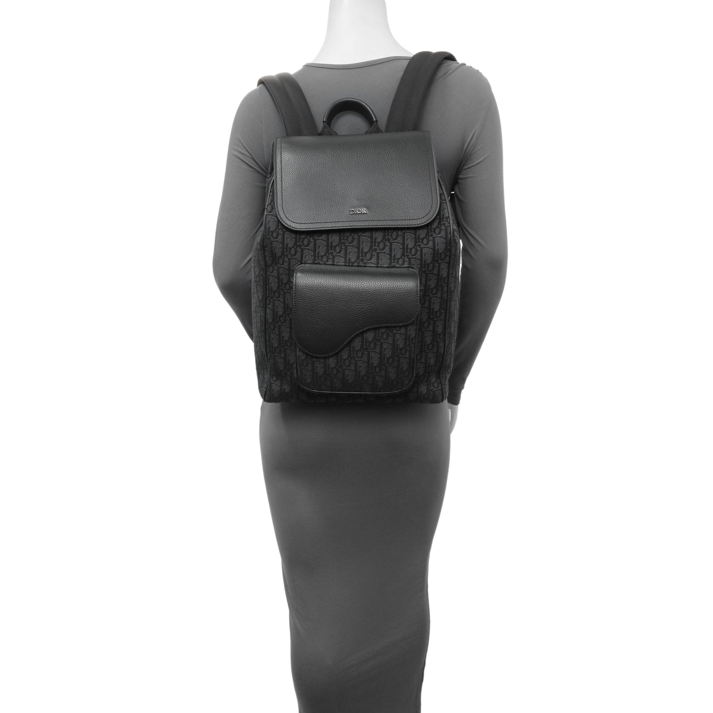 Exclusive Christian Dior Black Oblique Saddle Backpack — Alternate View 11