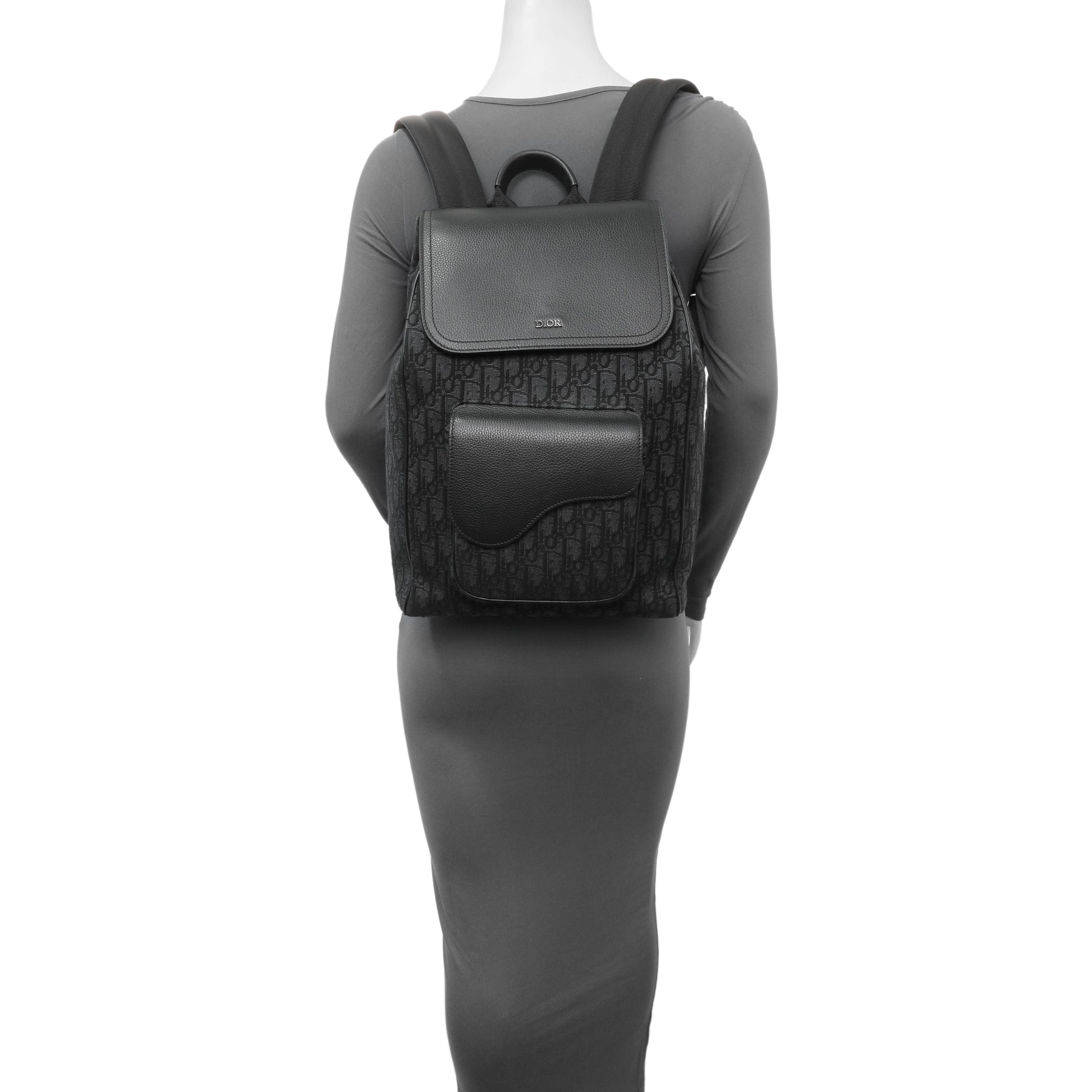 Exclusive Christian Dior Black Oblique Saddle Backpack — Alternate View 11