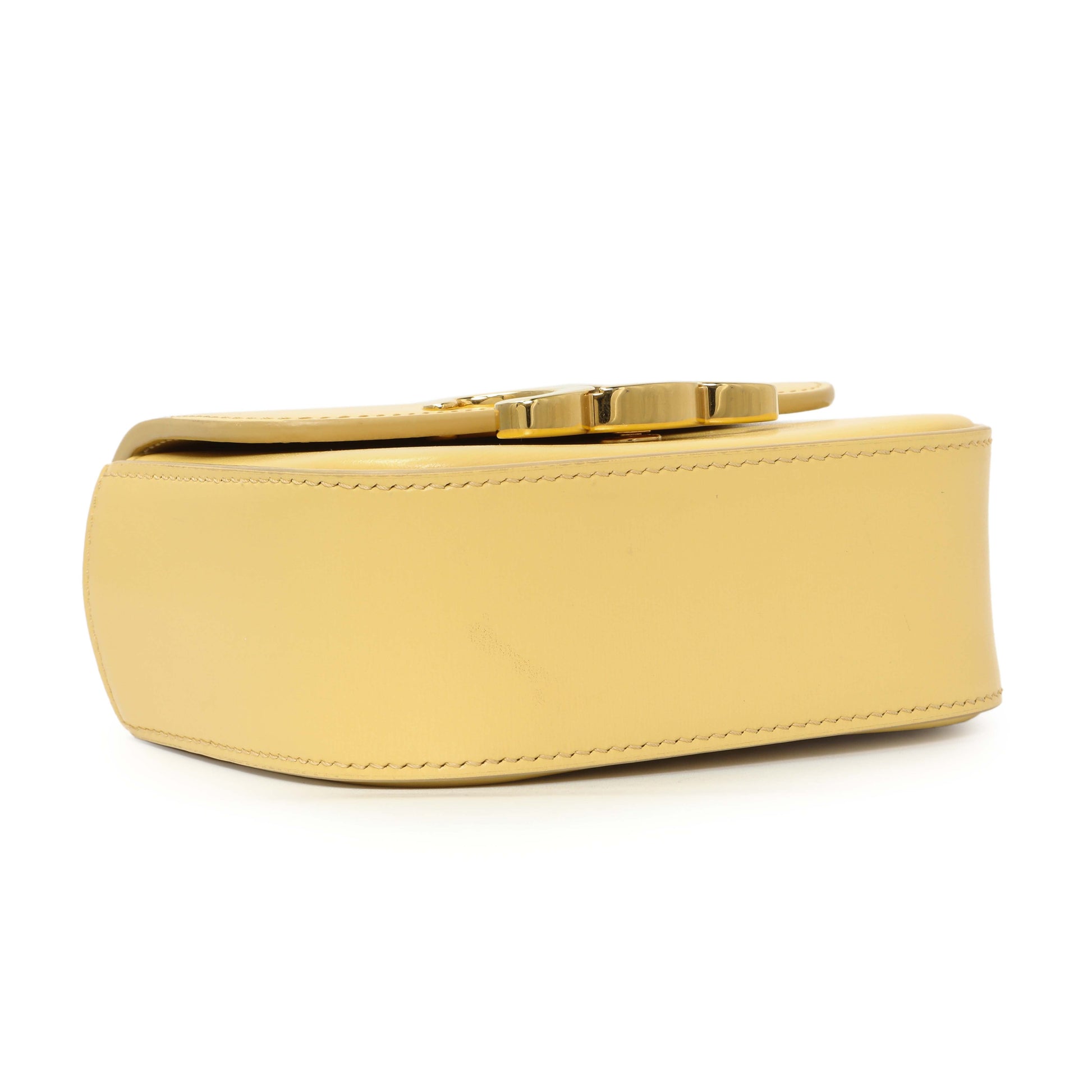 Exclusive Celine Light Yellow Shiny Calfskin Mini Claude — Top View