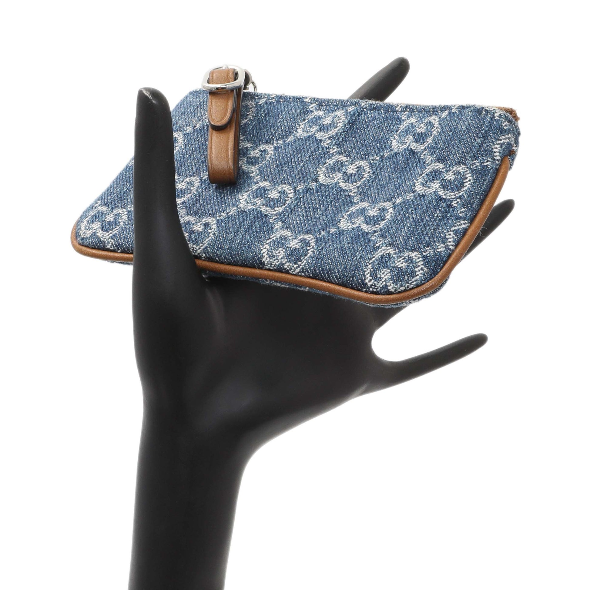 Exclusive Gucci Blue Monogram Denim Key Pouch — Alternate View 7