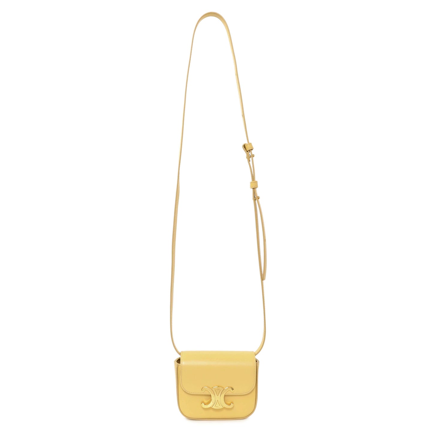 Exclusive Celine Light Yellow Shiny Calfskin Mini Claude — Front View