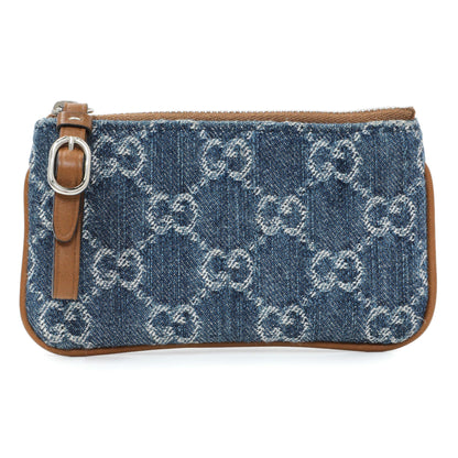Exclusive Gucci Blue Monogram Denim Key Pouch — Front View