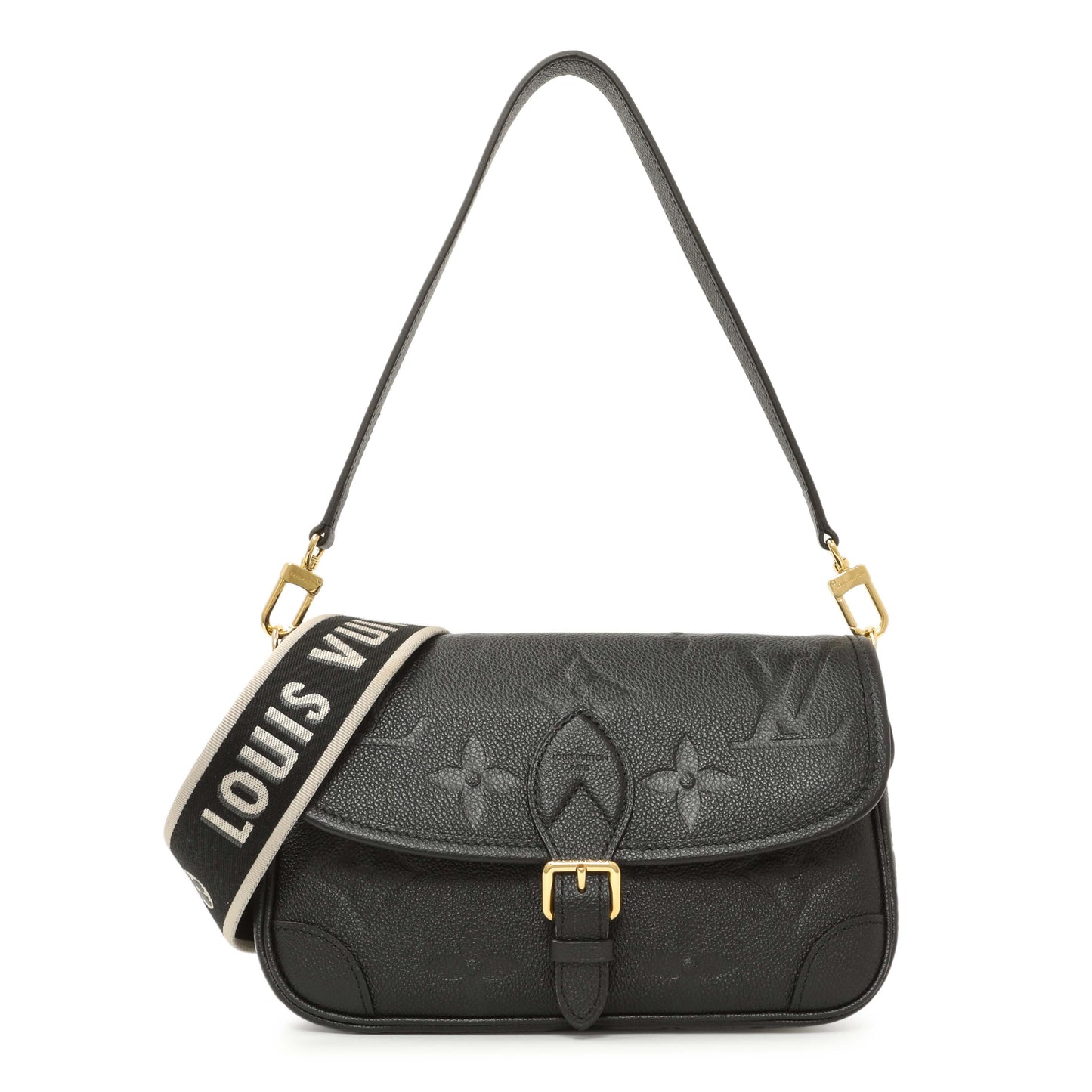 Exclusive Louis Vuitton Black Empreinte Monogram Giant Diane — Front View