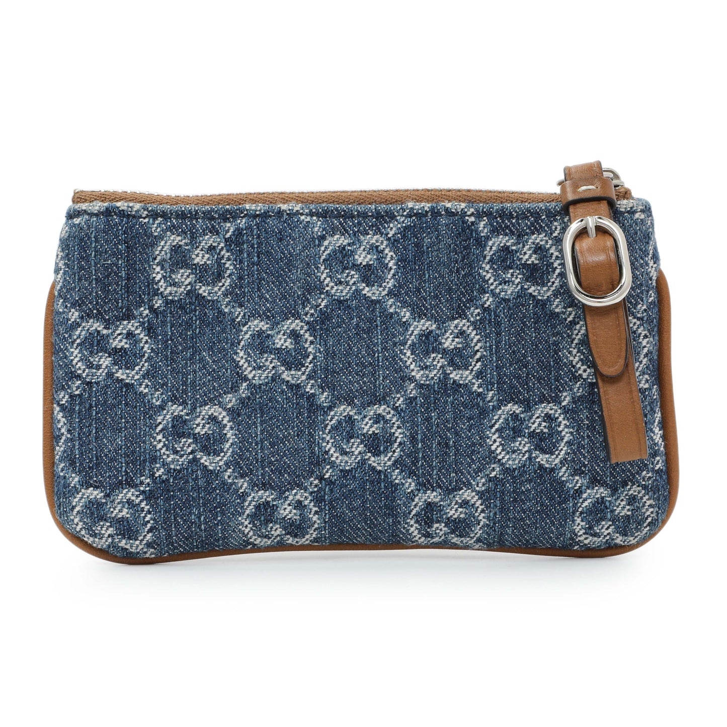 Exclusive Gucci Blue Monogram Denim Key Pouch — Side View