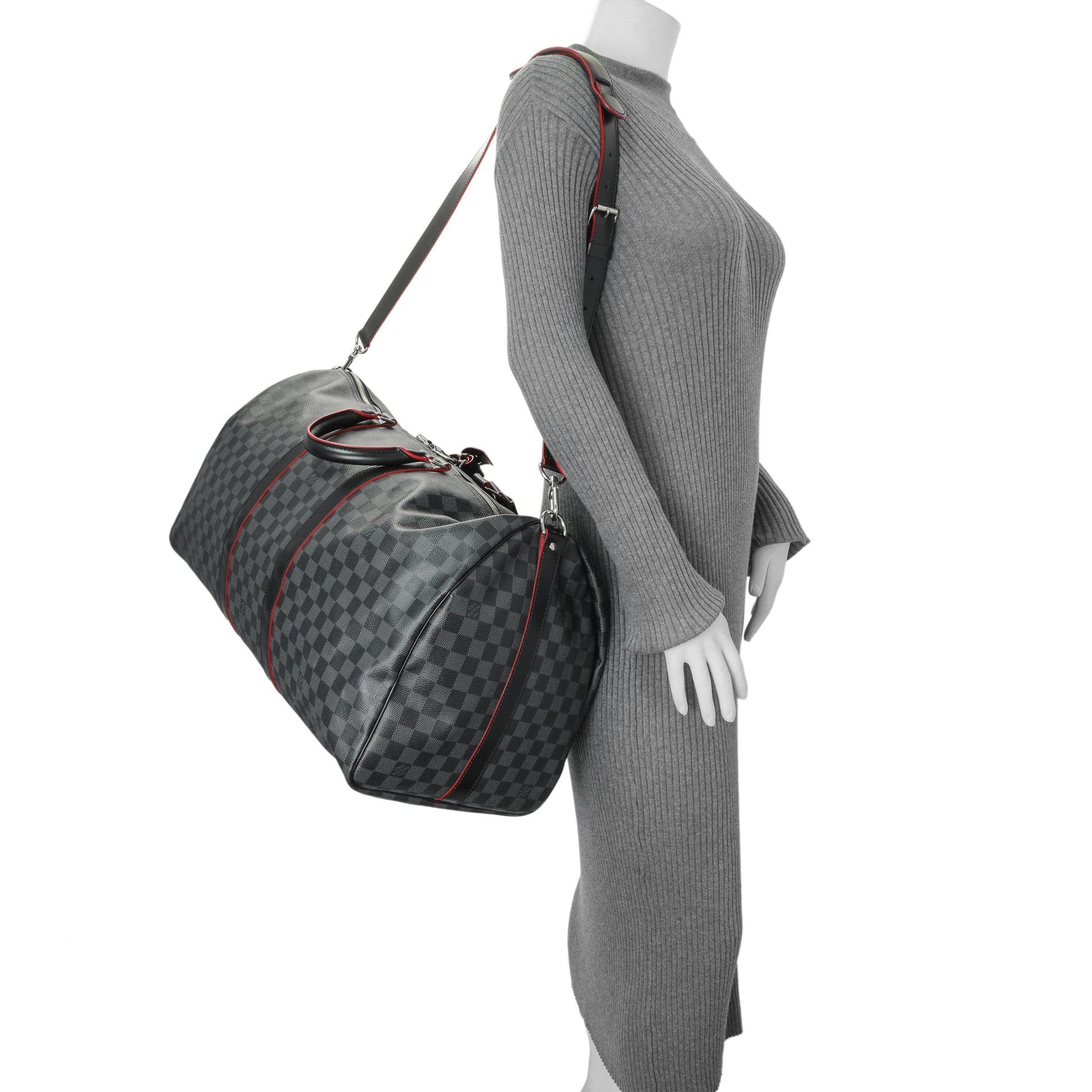 Exclusive Louis Vuitton Damier Graphite Keepall 55 Bandouliere — Alternate View 7