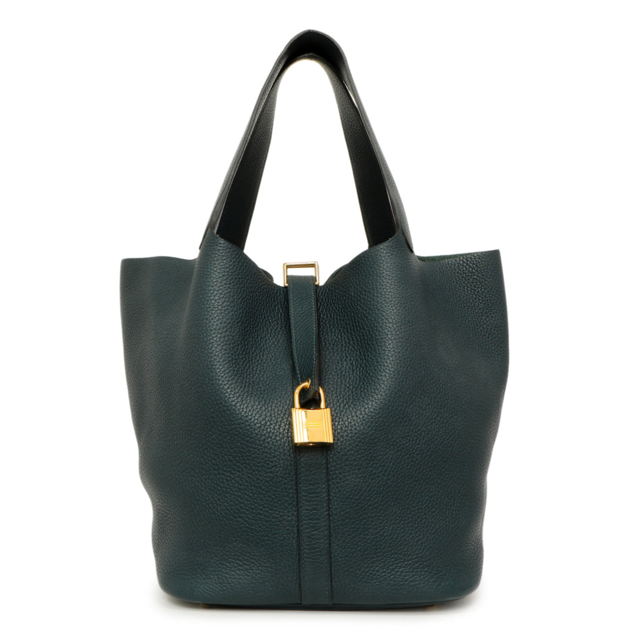Exclusive Hermes Vert Cypress Clemence Picotin Lock 26 — Front View