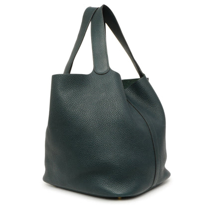 Exclusive Hermes Vert Cypress Clemence Picotin Lock 26 — Side View