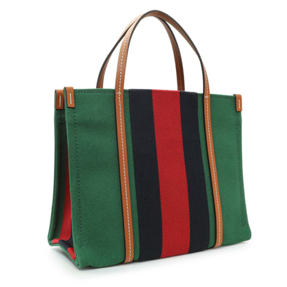 Exclusive Gucci Green Canvas Web Small Interlocking G Tote — Side View