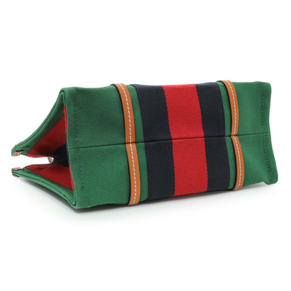 Exclusive Gucci Green Canvas Web Small Interlocking G Tote — Back View