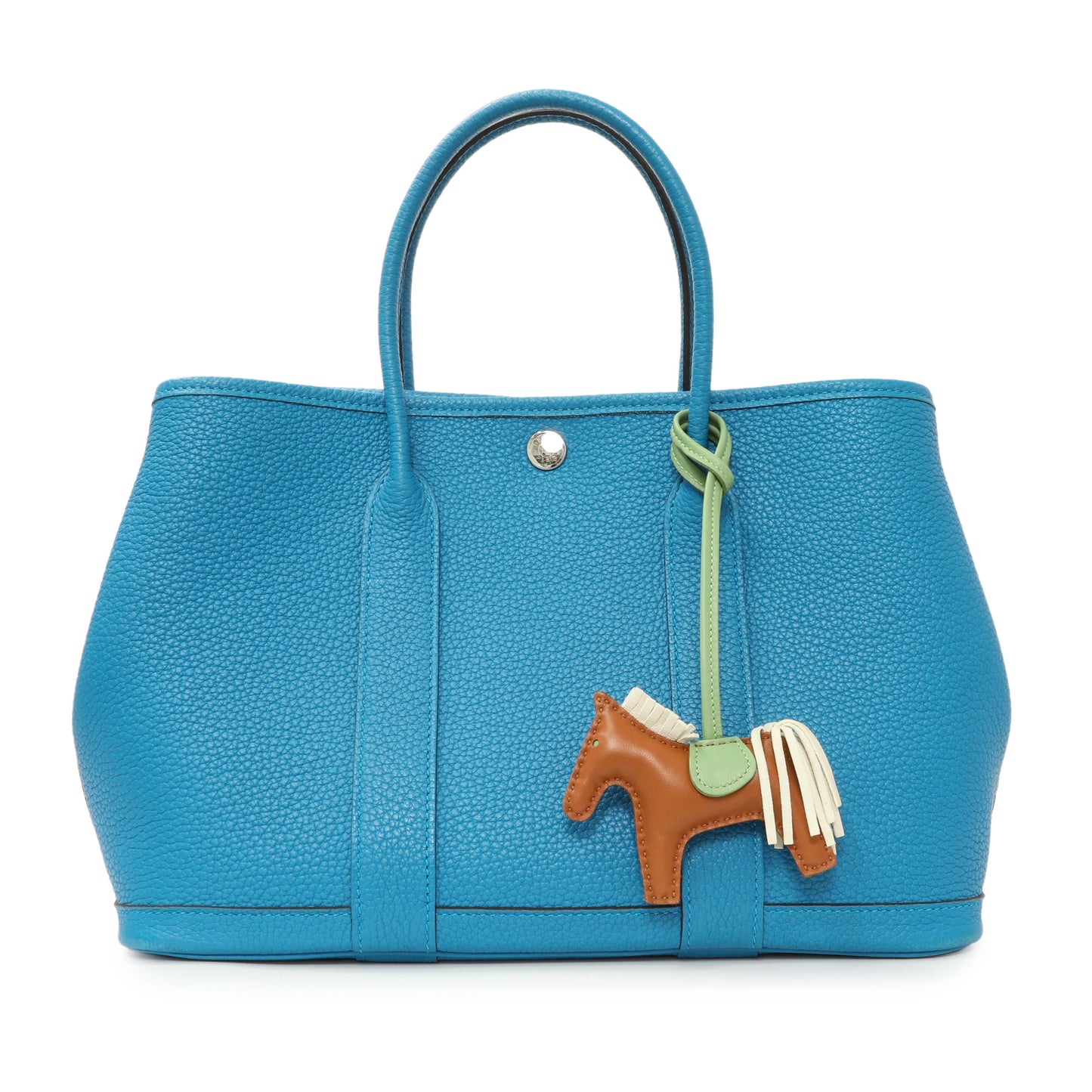 Exclusive Hermes Gold Craie Vert Criquet Milo Lambskin GriGri Rodeo Horse Charm PM — Top View