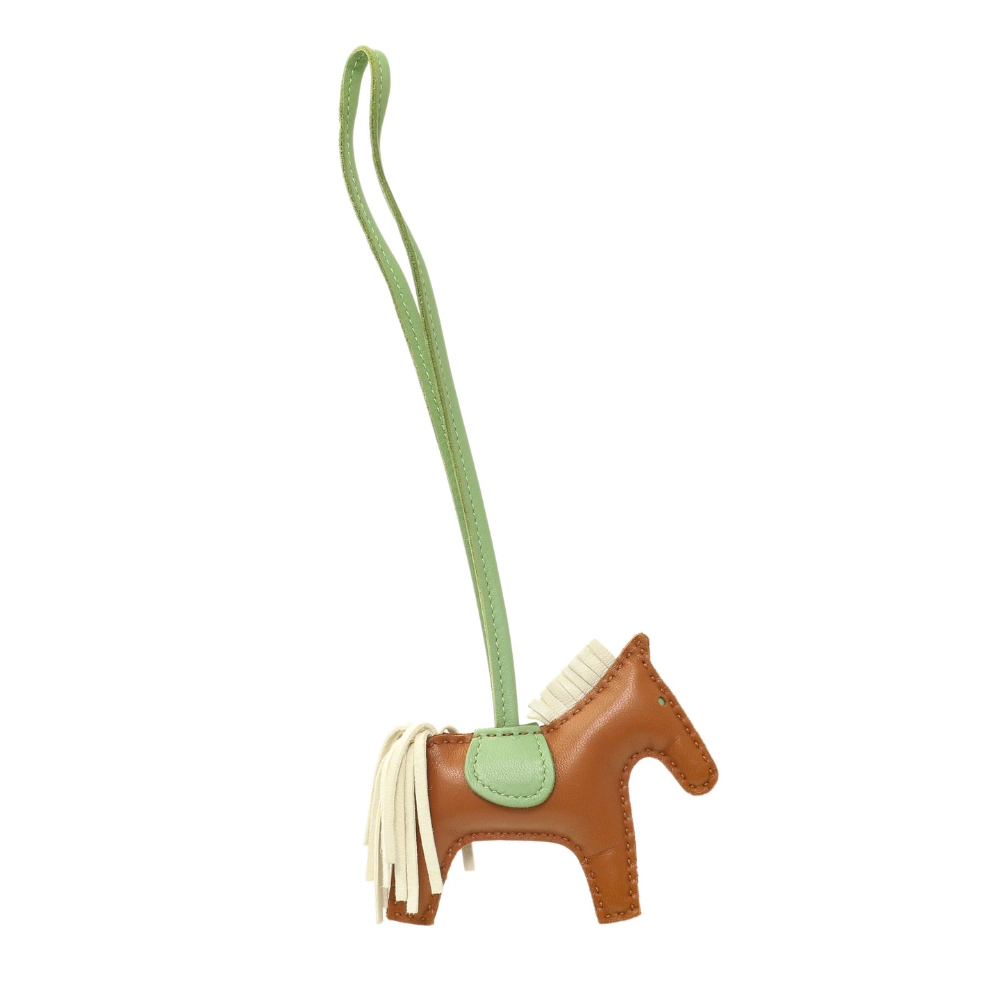 Exclusive Hermes Gold Craie Vert Criquet Milo Lambskin GriGri Rodeo Horse Charm PM — Front View