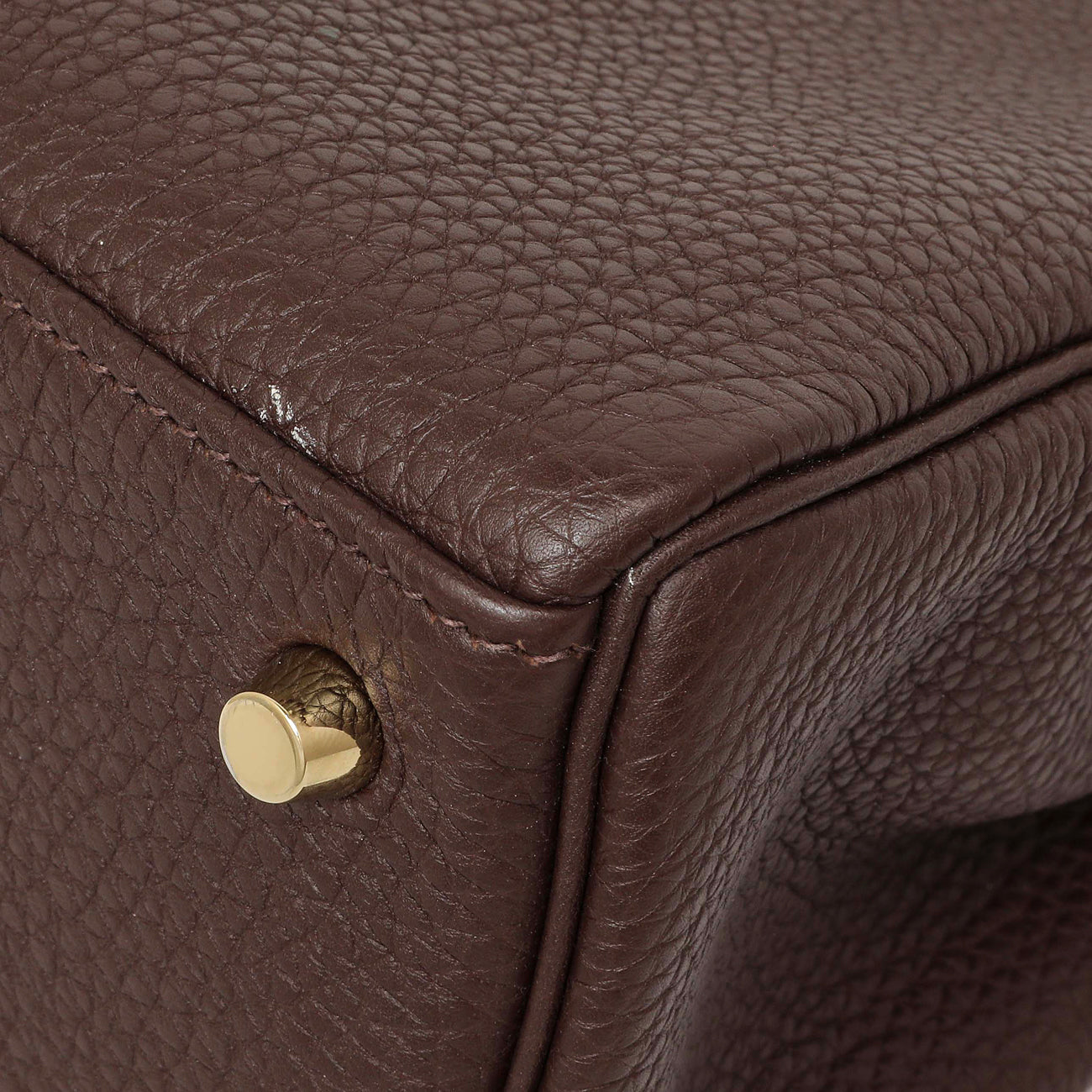 Exclusive Hermes Chocolate Togo Kelly Retourne 28 — Detail View