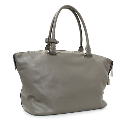 Exclusive Prada Argilla Smooth Calfskin Leather Double Handle Satchel Bag — Side View
