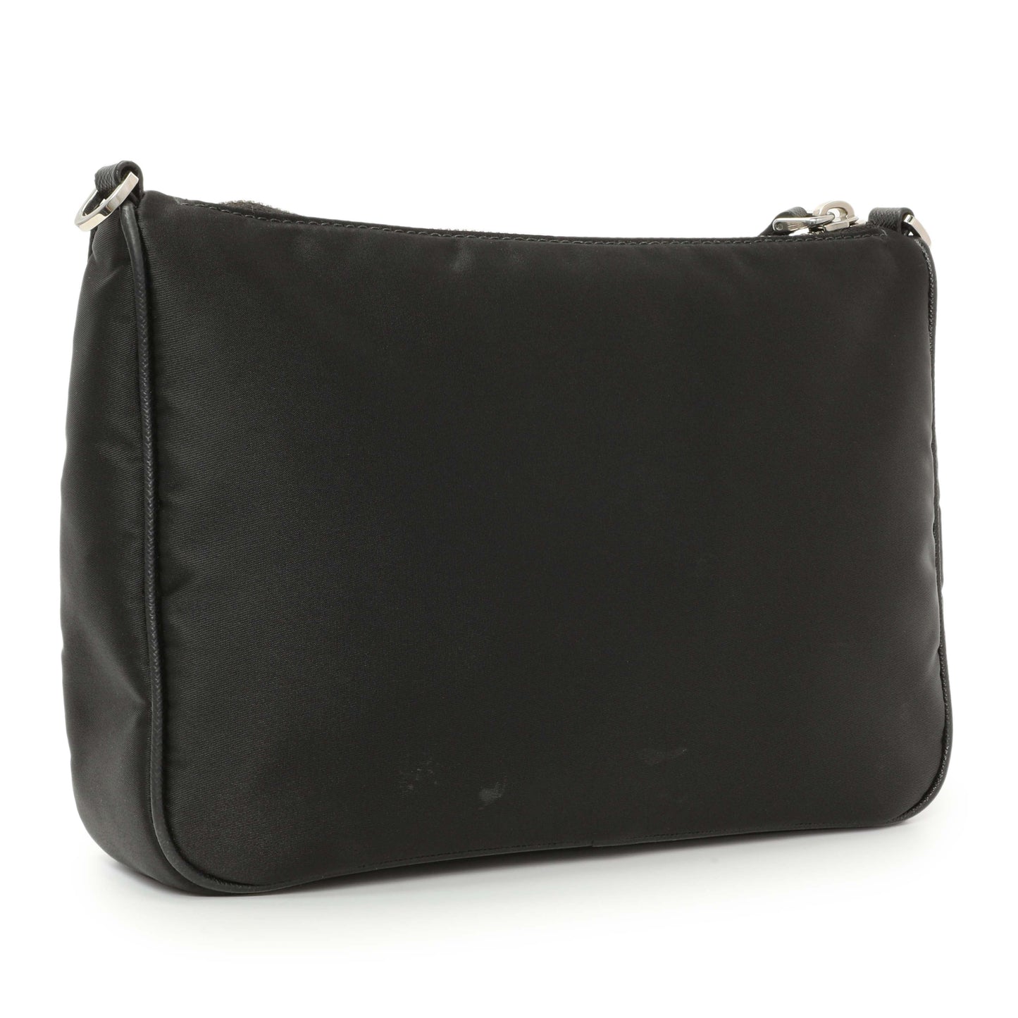Exclusive Prada Black Re-Nylon Saffiano Double Pouch Shoulder Bag — Side View