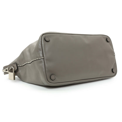 Exclusive Prada Argilla Smooth Calfskin Leather Double Handle Satchel Bag — Back View