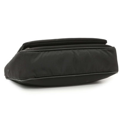 Exclusive Prada Black Re-Nylon Saffiano Double Pouch Shoulder Bag — Back View