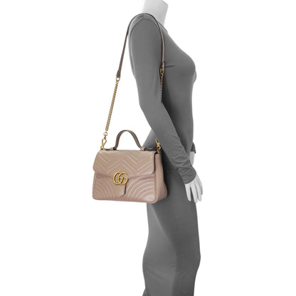 Exclusive Gucci Porcelain Calfskin Matelasse Small GG Marmont Top Handle Shoulder Bag — Alternate View 7