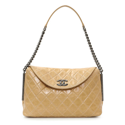 Exclusive Chanel Quilted Glazed Calfskin Stitch It Fold Over Shoulder Bag — Front View