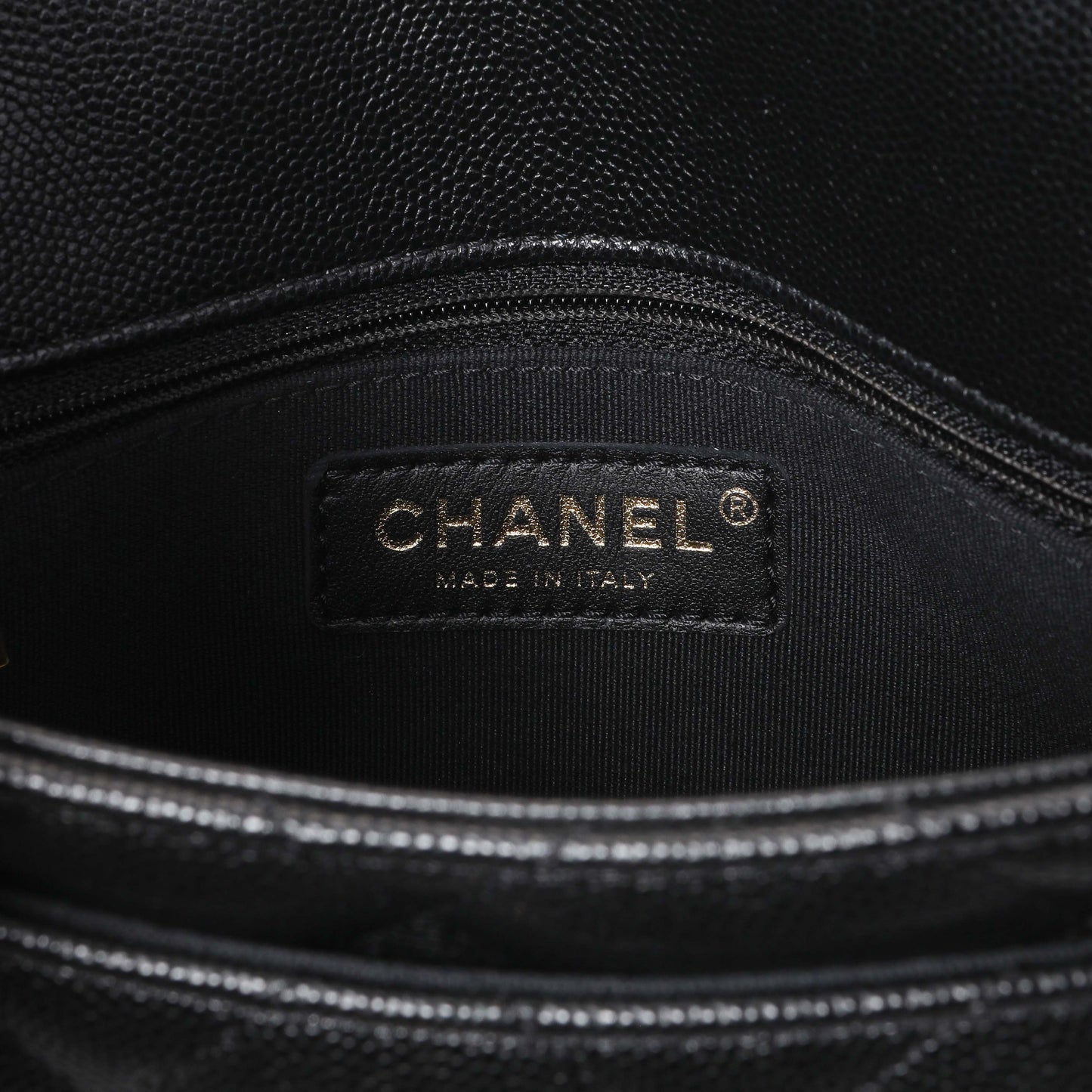 Exclusive Chanel Black Caviar Seasonal Mini Flap — Detail View