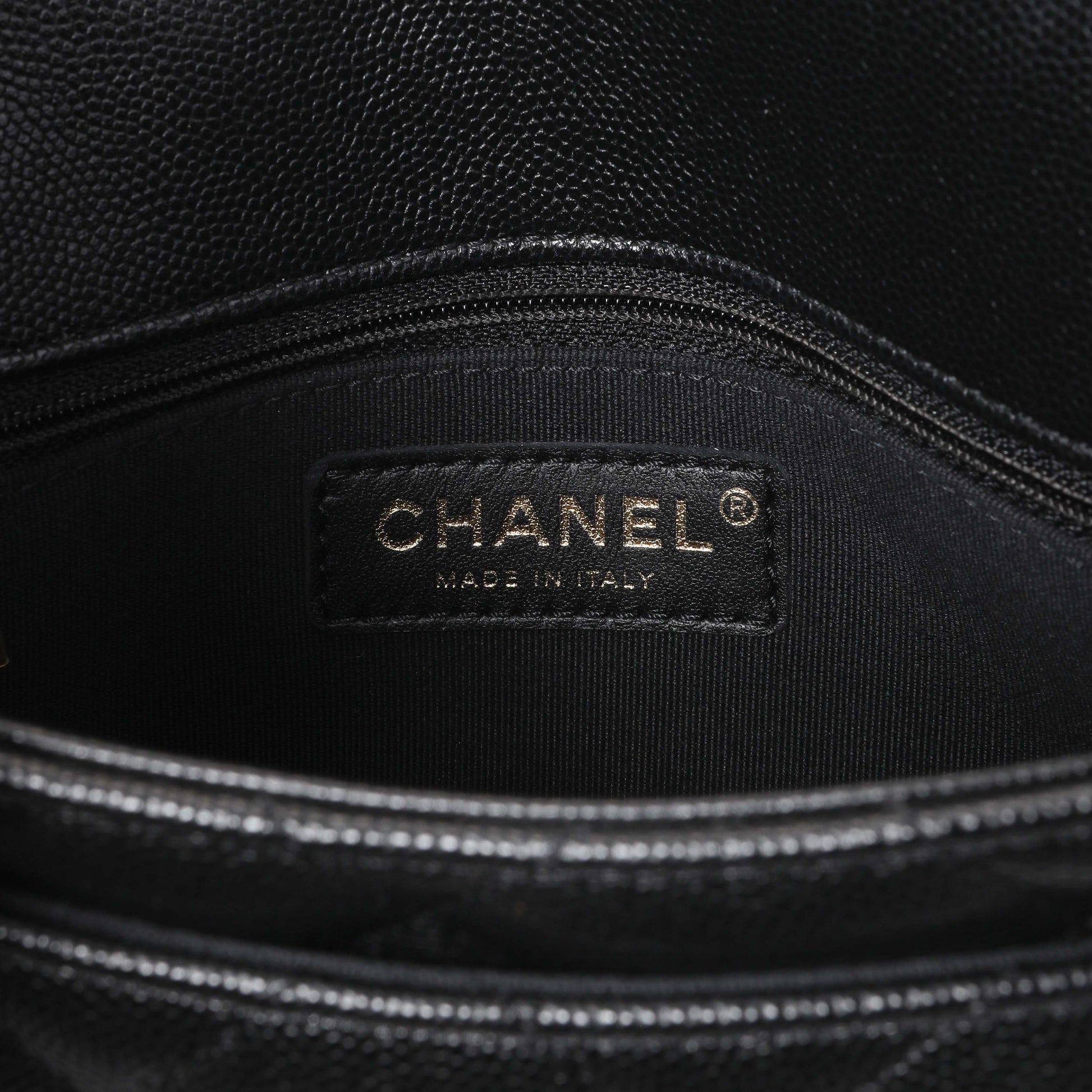 Exclusive Chanel Black Caviar Seasonal Mini Flap — Detail View