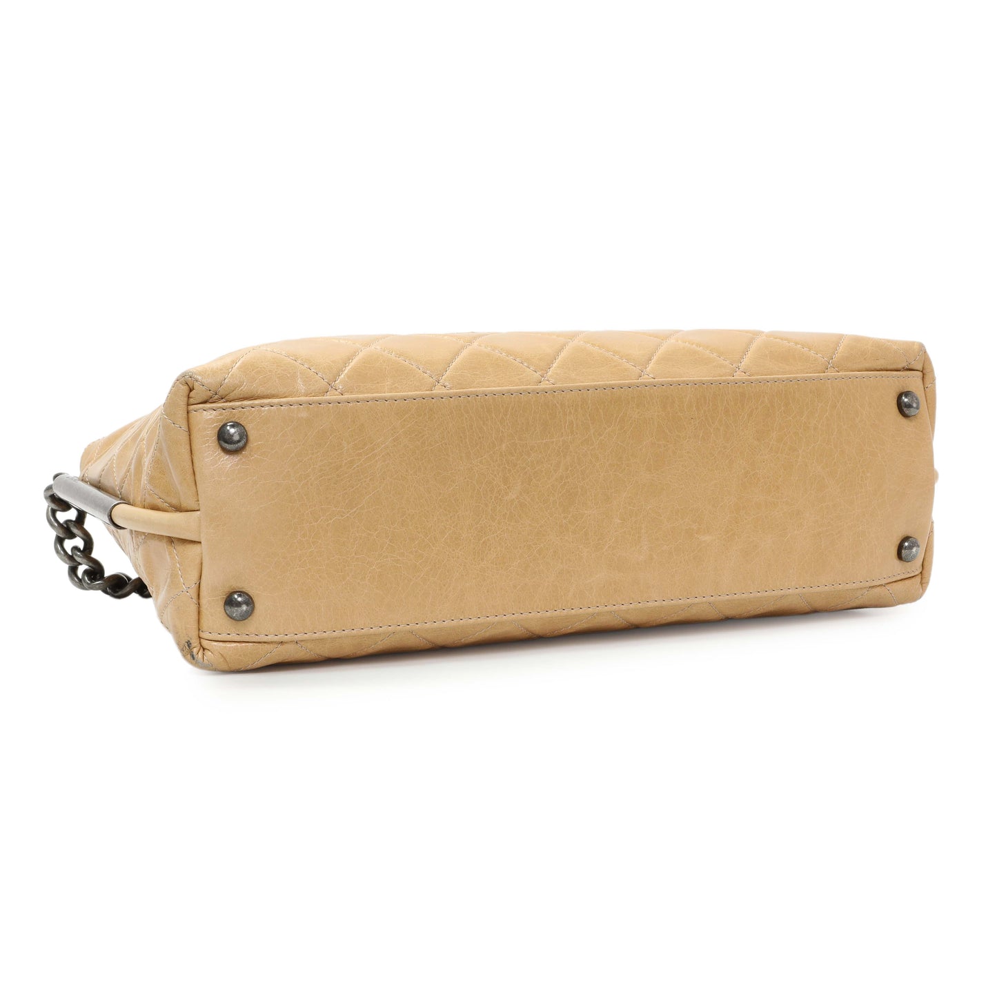 Exclusive Chanel Quilted Glazed Calfskin Stitch It Fold Over Shoulder Bag — Back View