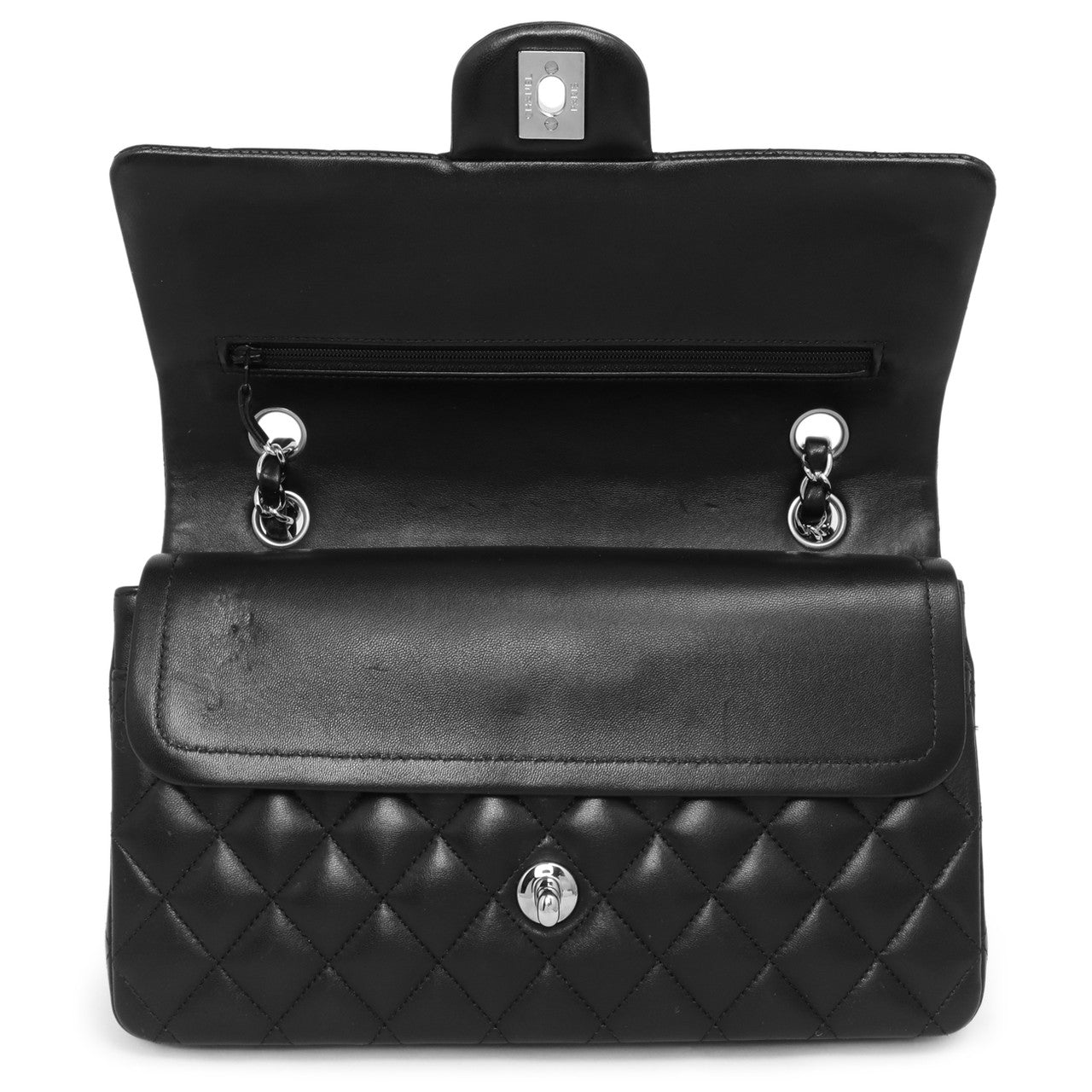 Exclusive Chanel  Black  Quilted  Lambskin  Medium Classic Double Flap — Alternate View 7
