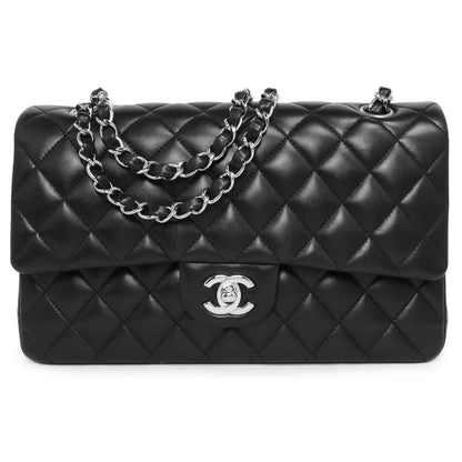 Exclusive Chanel  Black  Quilted  Lambskin  Medium Classic Double Flap — Front View