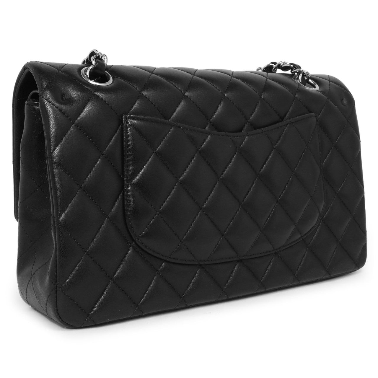 Exclusive Chanel  Black  Quilted  Lambskin  Medium Classic Double Flap — Top View