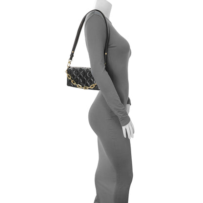 Exclusive Louis Vuitton Black Lambskin Embossed Monogram Pochette Coussin Crossbody — Alternate View 11