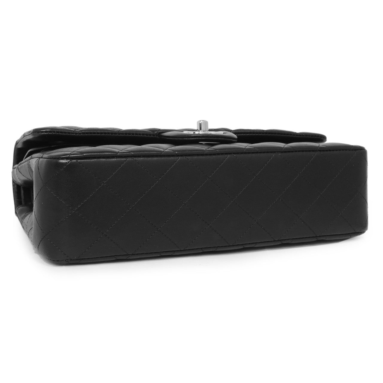 Exclusive Chanel  Black  Quilted  Lambskin  Medium Classic Double Flap — Side View