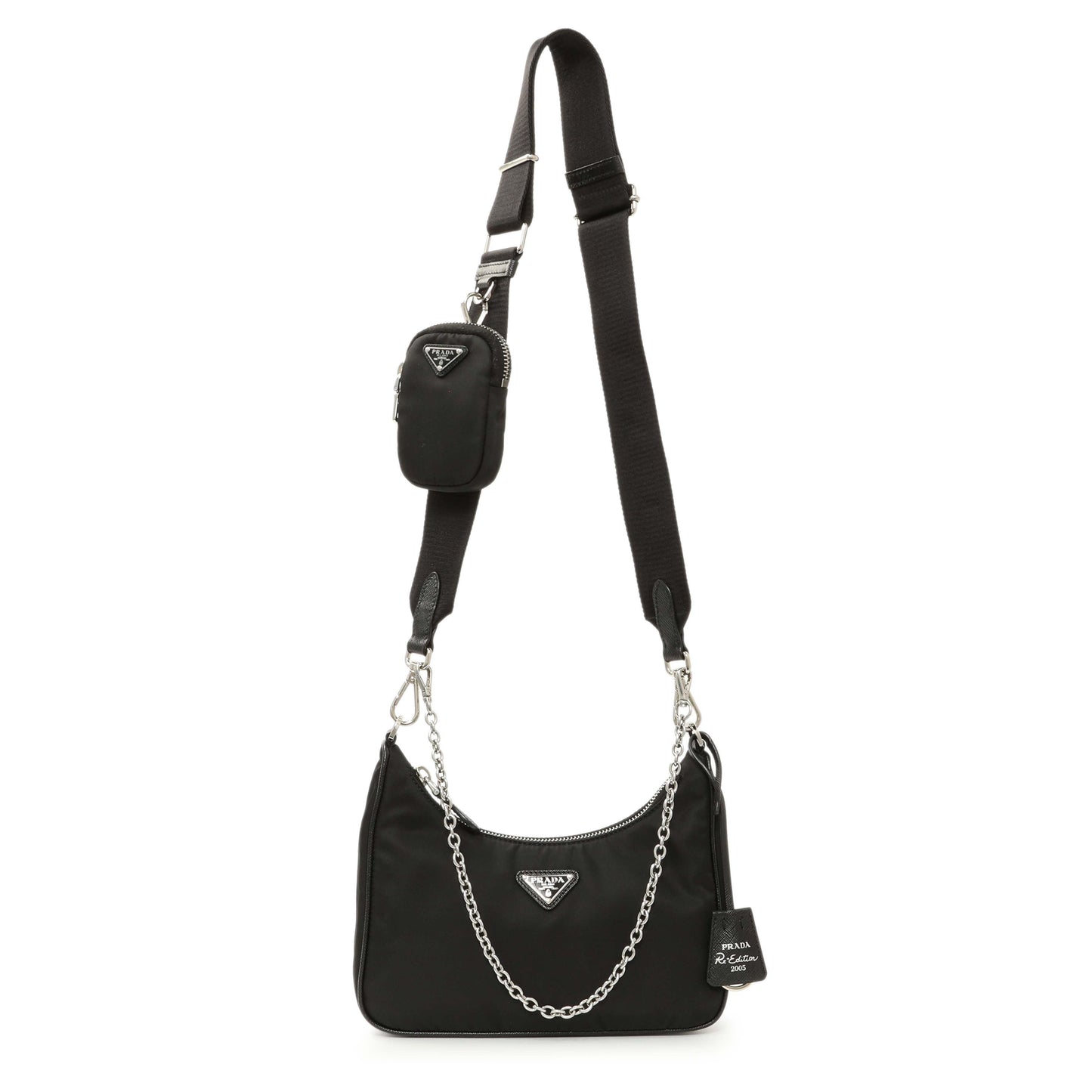 Exclusive Prada Black Re-Nylon Re-Edition 2005 Shoulder Bag — Front View